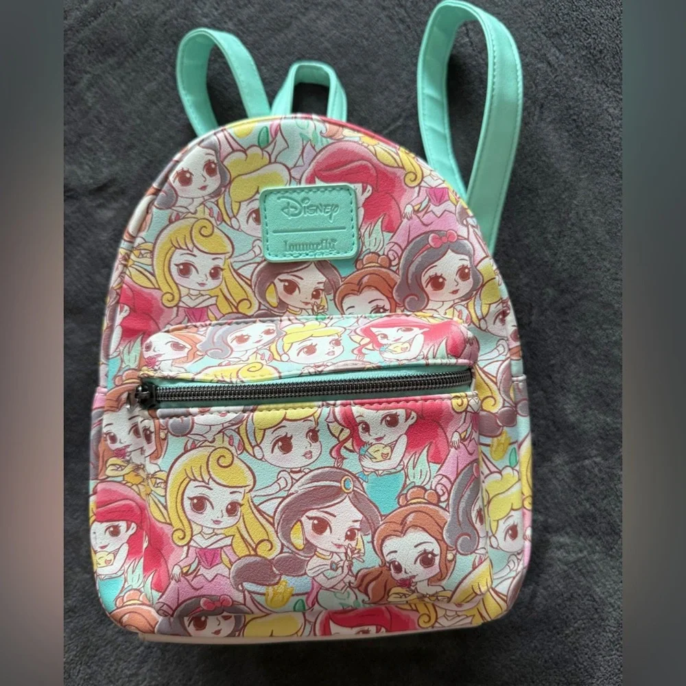 Loungefly Pink and Green disney princess Backpack